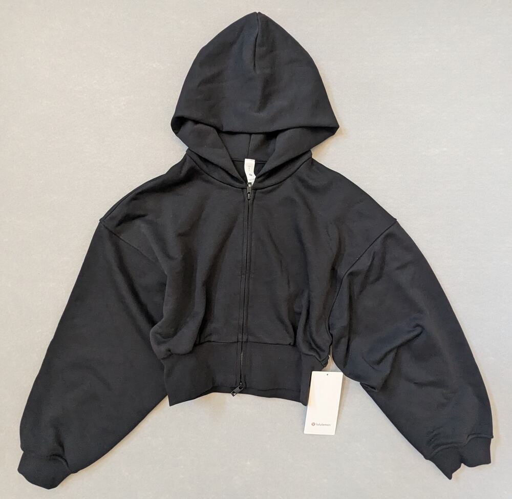 NWT lululemon French Terry Cropped Full-Zip Hoodie Black Size S